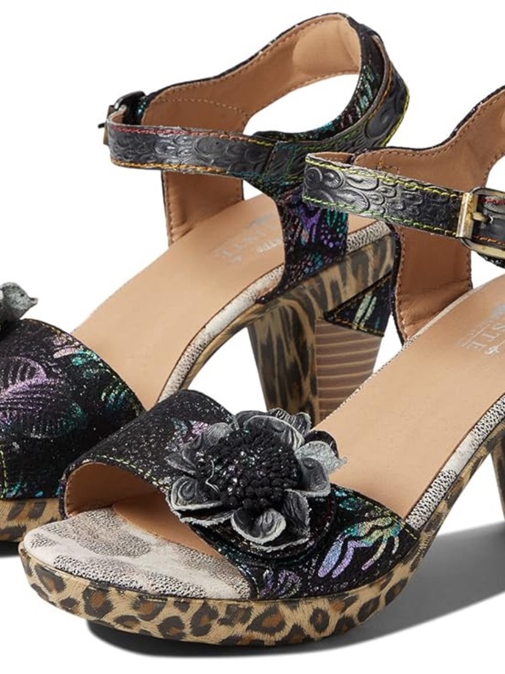 Women's Multicolor Floral Platform Sandals with Ankle Strap. 37 (6.5-7)
